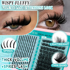 Eyelash Extension Kit Spiky Lashes Extension Thick Individual Cluster Lashes with Spikes&Bottom Lashes Bond And Seal Makeup