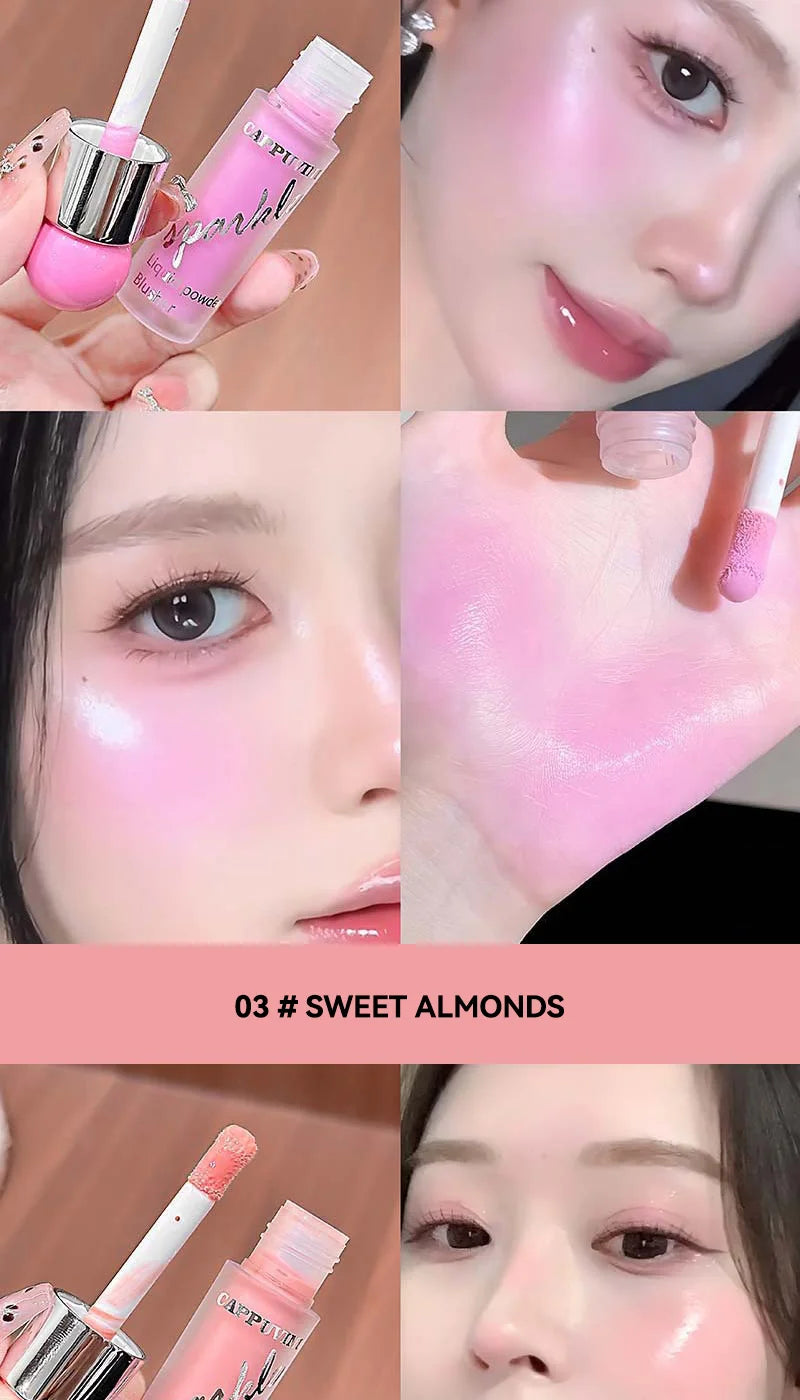 Clear and water-like blush liquid, a Korean-style sweet girl's energetic blush for daily whitening, naturally breathable
