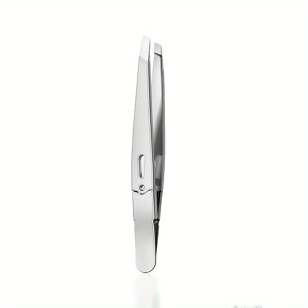Stainless Steel Eyebrow Tweezers Slant Tip Precision Tip for Eyebrow Hair Removal Facial Hair Blackheads & Splinters Removal