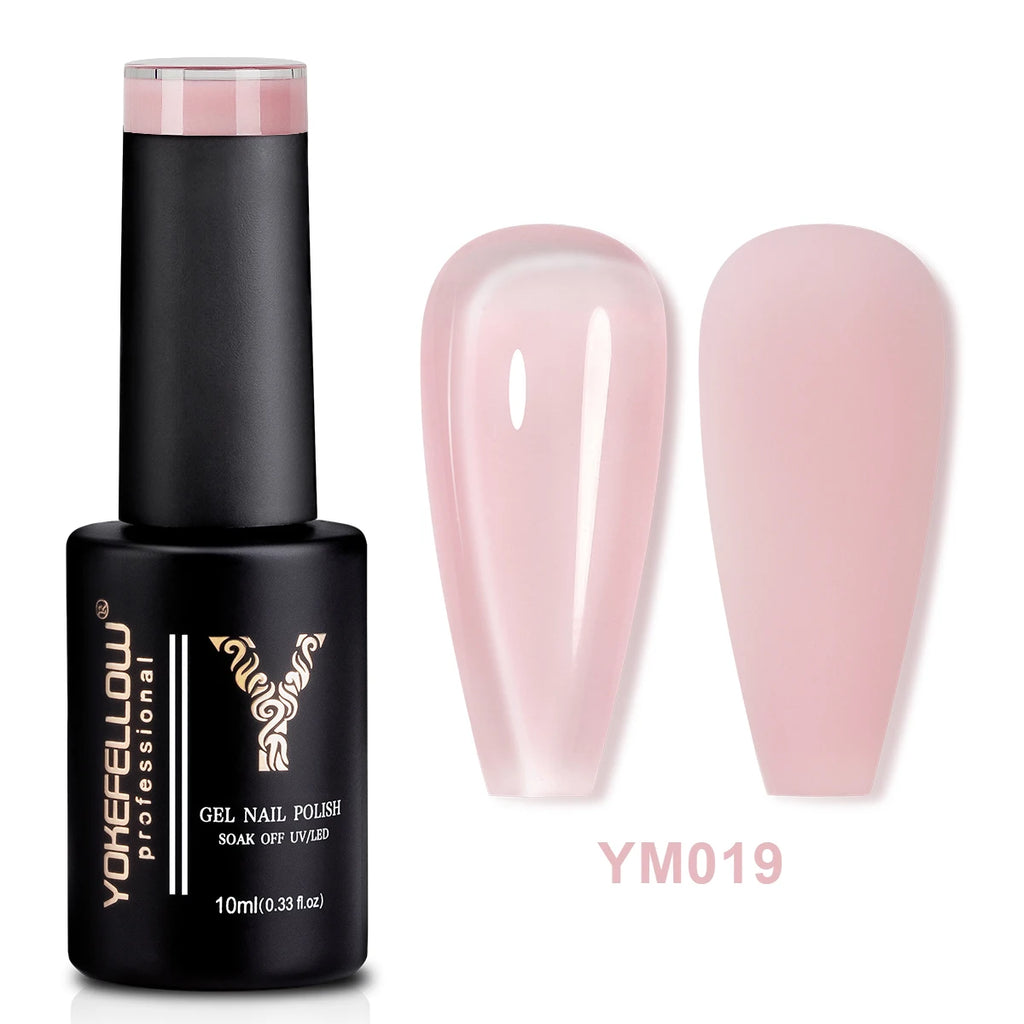 YOKEFELLOW 10ml Jelly Nude Gel Nail Polish High Quality Translucent Pink Nail Gel Varnish Soak Off UV Gel Polish Long Lasting
