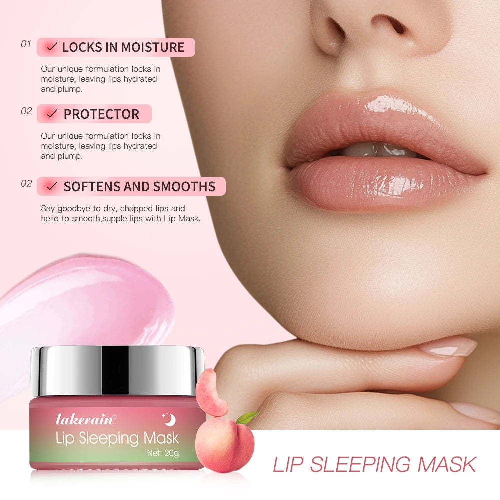 Peach Collagen Lip Sleeping Mask Powerful Moisturizing Repair Plumping Suitable Dry Chapped Lips Skin Care Long-Lasting Hydrate