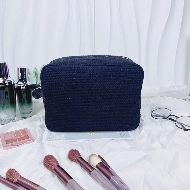 New Waffle Cosmetic Bag, Personalized Monogrammed Toiletry Bag, Embroidered Make Up Bag,Bridesmaid Makeup Bag, Wedding Gifts
