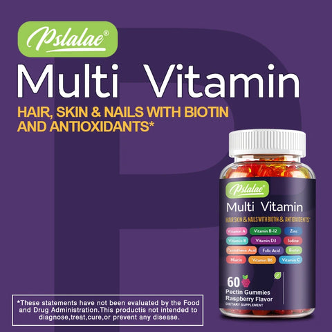 Multivitamin Gummies -  with Biotin and Antioxidants for Hair, Skin & Nails, Immune Support - 60 Gummies