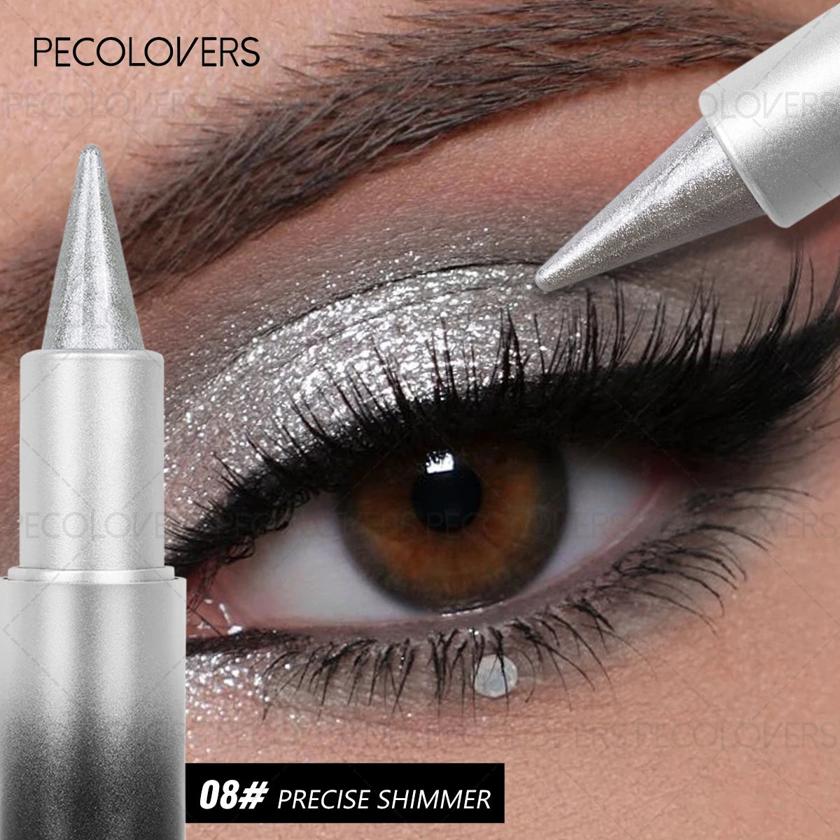 1PC Monochrome Glitter Eyeliner and Eyeshadow Pencil - Waterproof, Portable, Cutting-edge Design, Perfect Holiday Gift for Girls