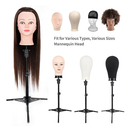 Wig Stand Tripod,Adjustable Mannequin Head Stand, Wig Head,And Canvas Block Head Stand for Training Heads(43.3in and19.6in )