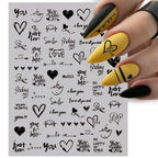 1PCS Laser Love Letter Nail Sticker Nail Art Decoration Flower Star supplies Decals Press On Nails Stickers Parts