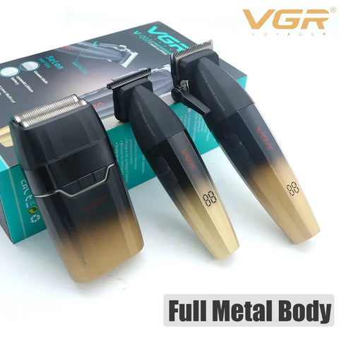 VGR 003 906 308 Professional Hair Cutting Kit  Hair Clipper Cordless Clippers Trimmers for Men Set USB Charge Men's LED Display