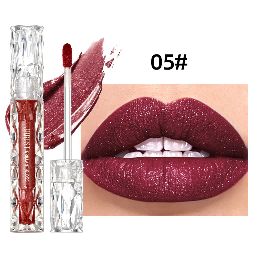 QIBEST Glitter Shimmer Liquid Lipstick High Quality Waterproof Lightweight Lip Gloss Lasting Lip Tint Makeup For Women Lip Stain