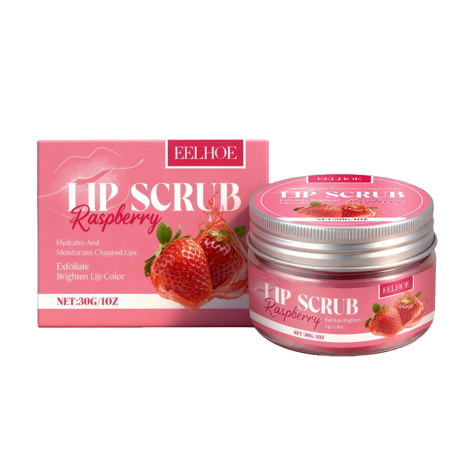 EELHOE Strawberry Lip Scrub to Remove Dark Lips Dead Skin Remover Lip Exfoliator Smooth Skin Care Moisturizing Lip Balm Scrub