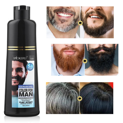 Natural Permanent Beard Dye Shampoo Repair White Grey Hair Removal Instant Mustache Dying Blacking Fast Beard Coloring for Men