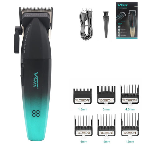 VGR 003 906 308 Professional Hair Cutting Kit  Hair Clipper Cordless Clippers Trimmers for Men Set USB Charge Men's LED Display