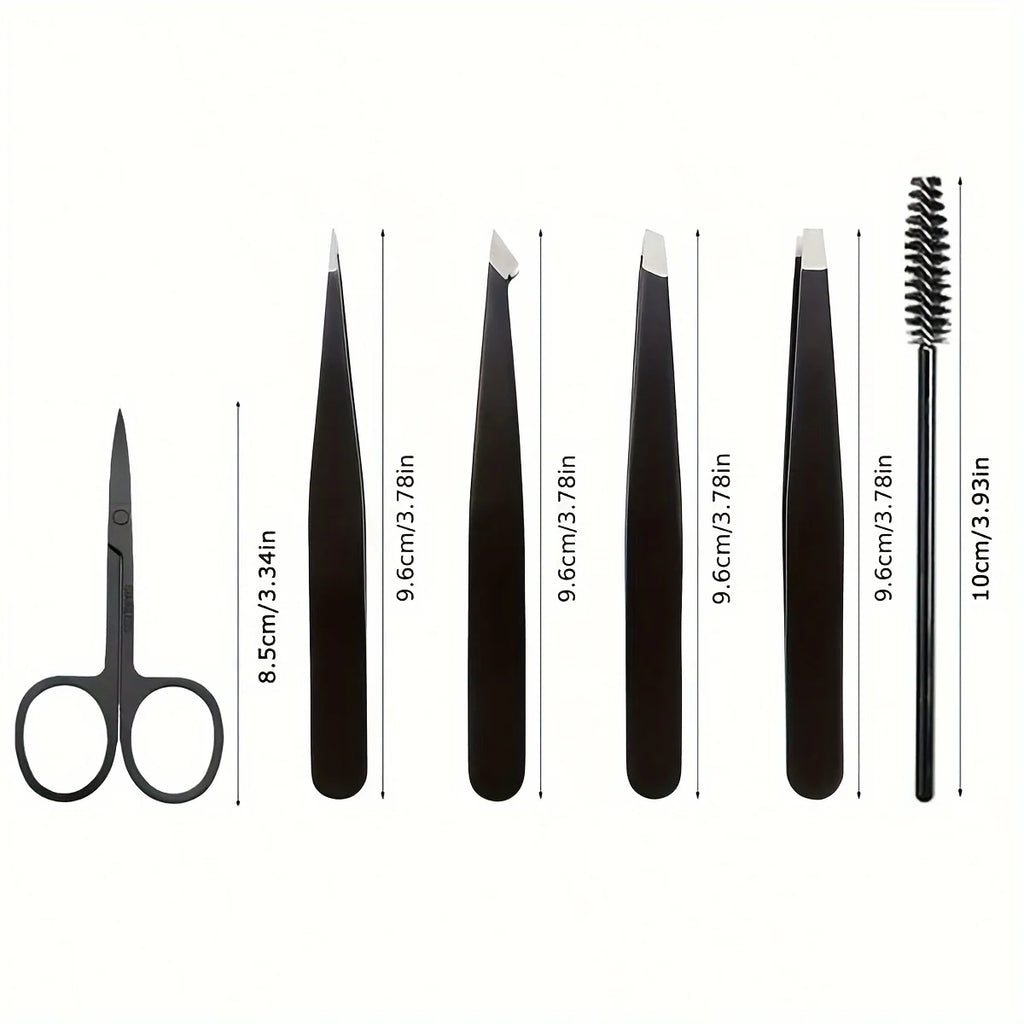 4/6/7pcs Professional Facial Hair Removal Grooming Set with Curved Scissors, Eyebrow Tweezers, Lash Brush, Eyebrow Clip Eyelash
