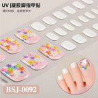 26Tips French Leopard Print UV Gel Toenail Sticker Bronzing Dye Gradient Cross-border Semi Baked Gel Nail Sticker UV Lamp Needed