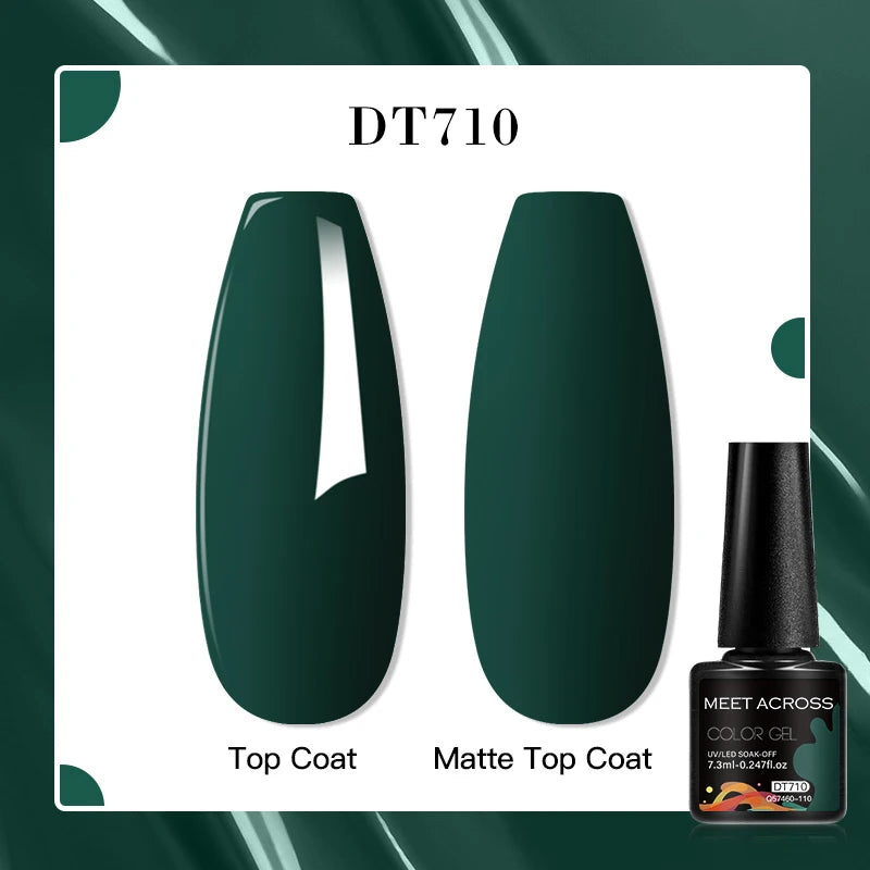 MEET ACROSS 7ml Red Blue Green Metallic Gel Nail Polish Super Bright Mirror Effect Semi Permanent LED UV Gel Nail Art Varnish