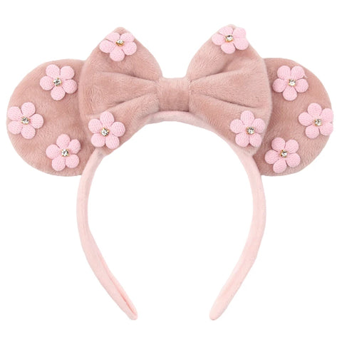 Disney Mickey 3.3"Velvet Ears Headband For Girls Soft Bow Hairband Halloween Festival Party Christmas DIY Hair Accessories
