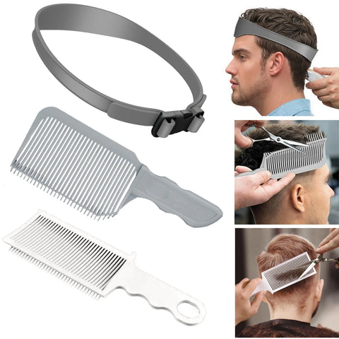 1/3Pcs Barber Hair Comb Kit Flat Top Hair Cutting Fading Stying Men Fade Brush Adjustable Headband Salon Hair Tool Accessories