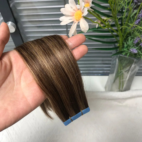 Natural  Tape in Hair Extensions Human Hair Straight Natural Black  Seamless PU Skin Weft Tape Ins Hair Extension 20PCS/Pack