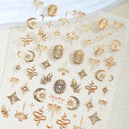 Gold Silver Snake Stars Nail Stickers for Nail Decoation Decals 5D Self-Adhesive Bronzing Stars Moon Totem DIY Supplies Slider