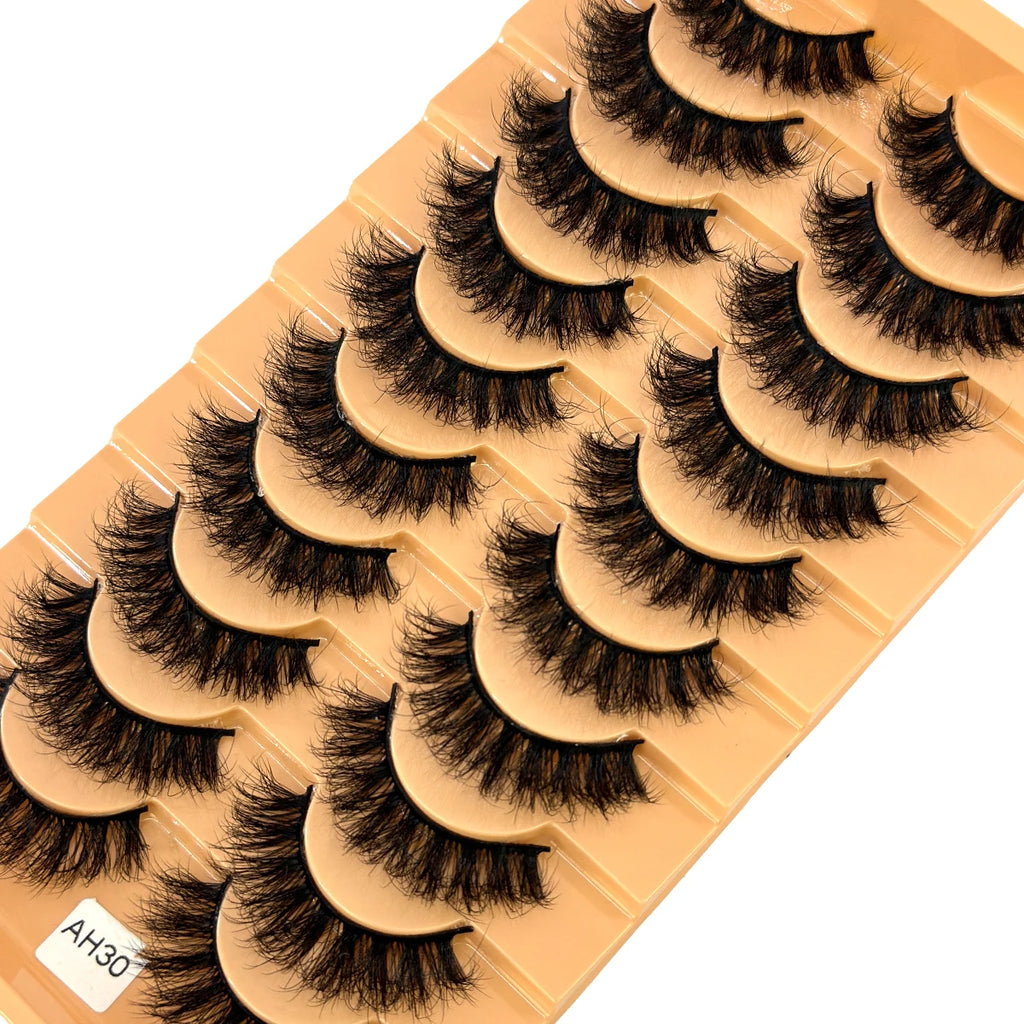 10 pairs of Russian striped eyelashes fluffy artificial mink eyelashes 3D fake eyelashes Russian curly eyelashes fake eyelashes
