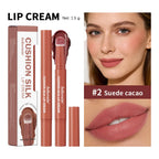 Lip Stain Air Cushion Lip Cream 2 in 1 Lip&Blush Waterproof Matte Lip Glaze Mouth Red Lip Mud Non-fading Non-stick Cup Makeup