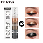 Fit Colors 3 Sections Smoky Eye Water Eyeshadow Diamond Liquid Pearl Shimmer Eye Shadow Liquid Lip Dye