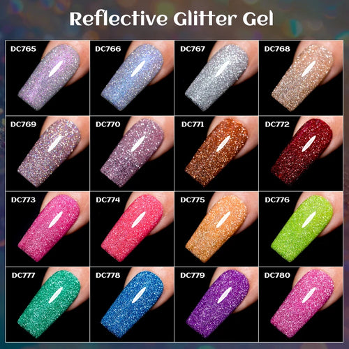 7ml Champagne Gold Sliver Reflective Nail Gel Polish Sparkling Shining Glitter Pink Red Nail Supplies Semi Permanent Gel Varnish