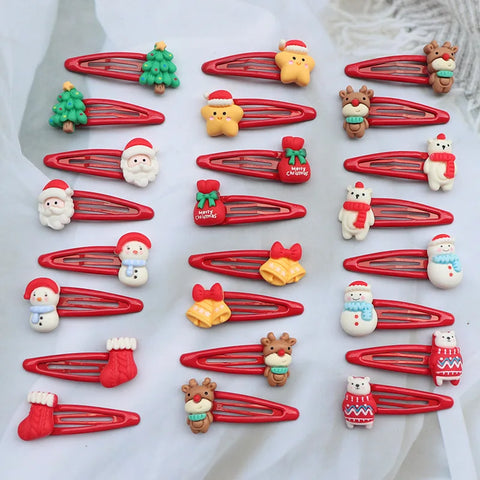 8/10Pcs/Set New Christmas Hair Clips for Women Girls Hair Accessories Party Barrettes Hairpins Kids Cosplay Headwear