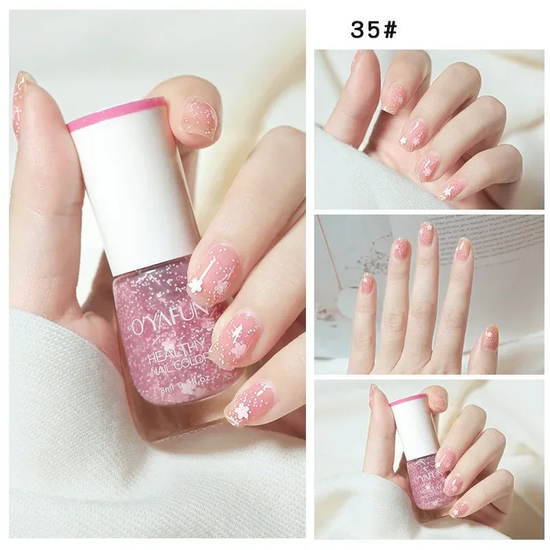 No-bake Nail Polish Nail Art Tearable Quick Dry Normal Without Lamp Nail Polish Glitter Sequins UV Varnish Nails Tools