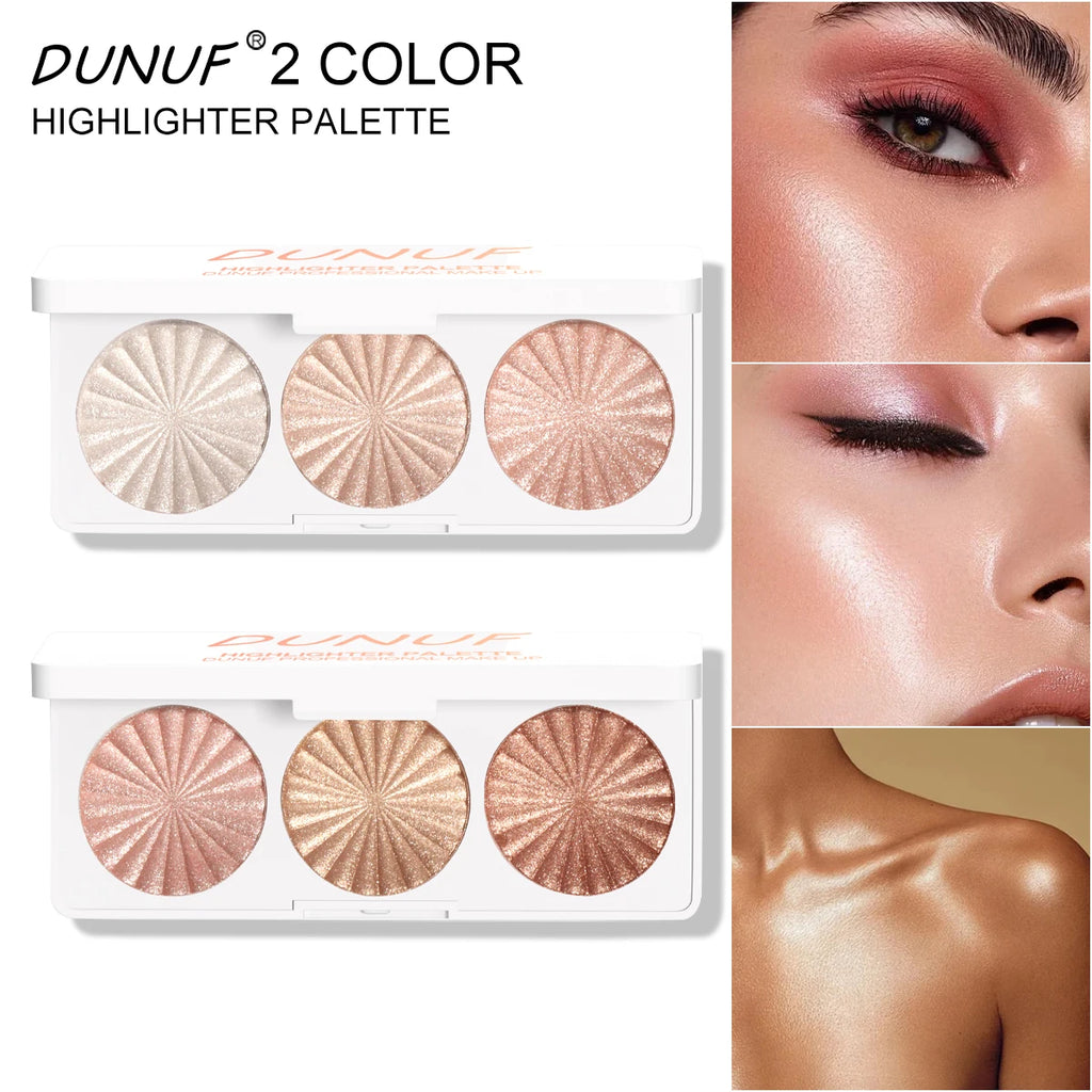 DUNUF 3-color pearlescent brightening high disc, waterproof, sweat-proof and powder-free, fine and smooth without powder flying