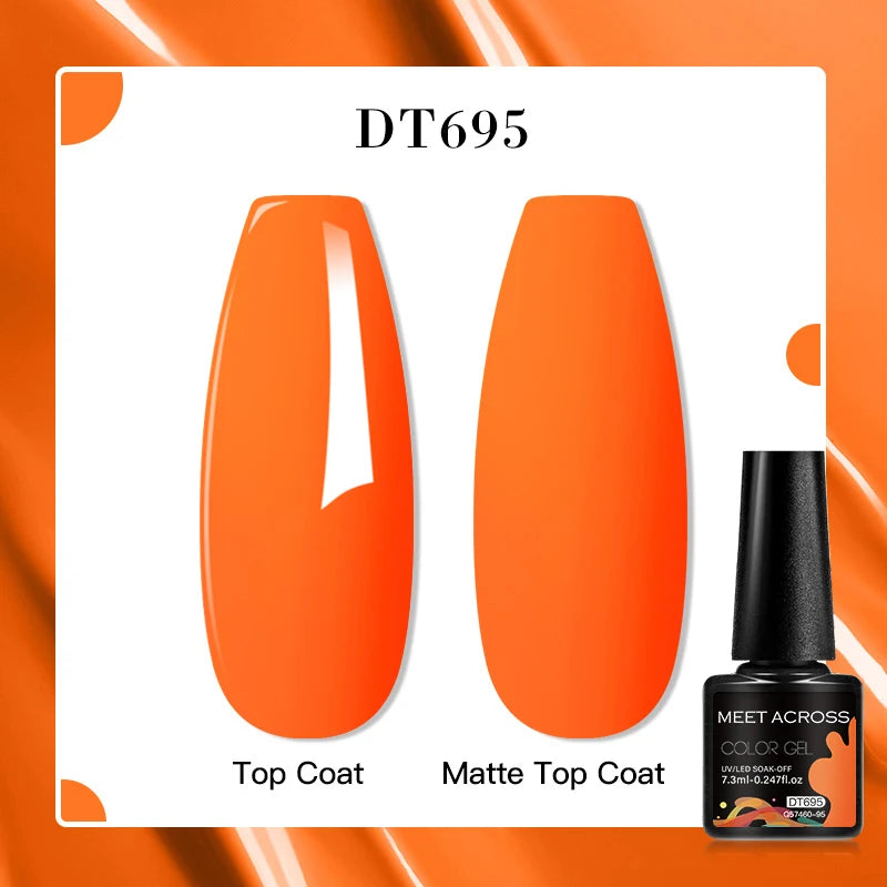 MEET ACROSS 8 Colors Mirror Gel Nail Polish Long-lasting Quick-drying Metallic Gold Silver Red Semi Permanent Varnish Nail Art