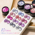 7pcs Glitter Sequins Gel Nail Polish Set Pink Silver Laser Glitter Semi Permanent Soak Off UV Gel Varnish Manicure Nail Supplies