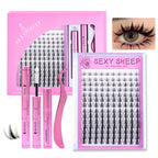 DIY Eyelash Extension Kit Natural Look Soft Eyelash Cluster Suitable for Daily Life with Lash Glue Tweezer for Use At-Home