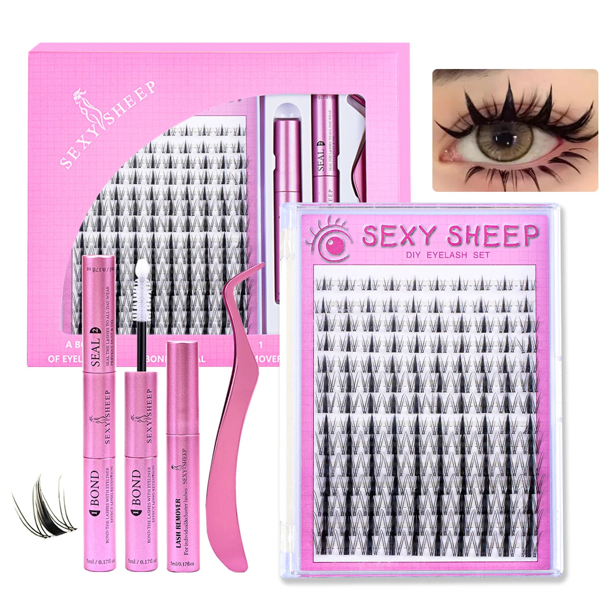 DIY Eyelash Extension Kit Natural Look Soft Eyelash Cluster Suitable for Daily Life with Lash Glue Tweezer for Use At-Home
