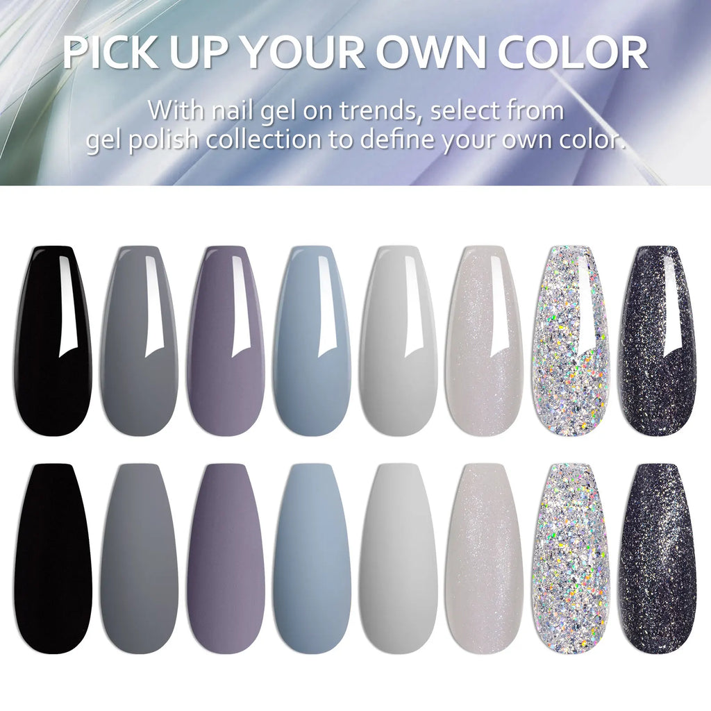 6PCS/Set Colorful Gorgeous Gel Nail Polish Kit Autumn Series Sparkling Shinning Manicure Soak Off Black White Nails Art Varnish