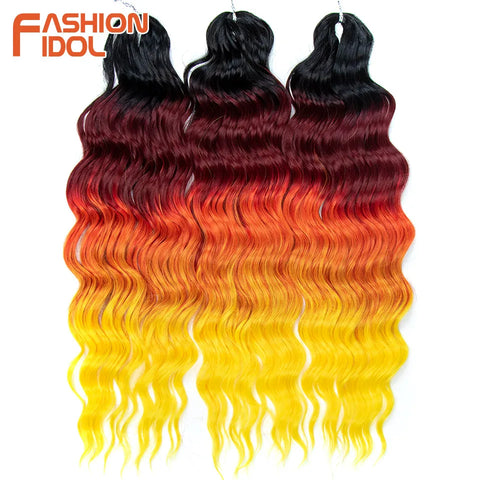 Anna Hair Synthetic Loose Deep Wave Braiding Hair Extensions 24 Inch Water Wave Braid Hair Ombre Blonde Twist Crochet Curly Hair