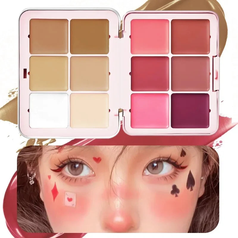 12-Color Iron Box Blusher Plate Multi-Color Cream Blush Plate Concealer Plate Contour and Highlighter Palette Makeup Blush Face