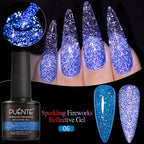 PUENTE 7.5ML Blue Laser Cat Magnetic Gel Nail Polish Sparkling Holographic Rainbow Cat Eye Gel Soak Off UV/LED Nail Art Varnish