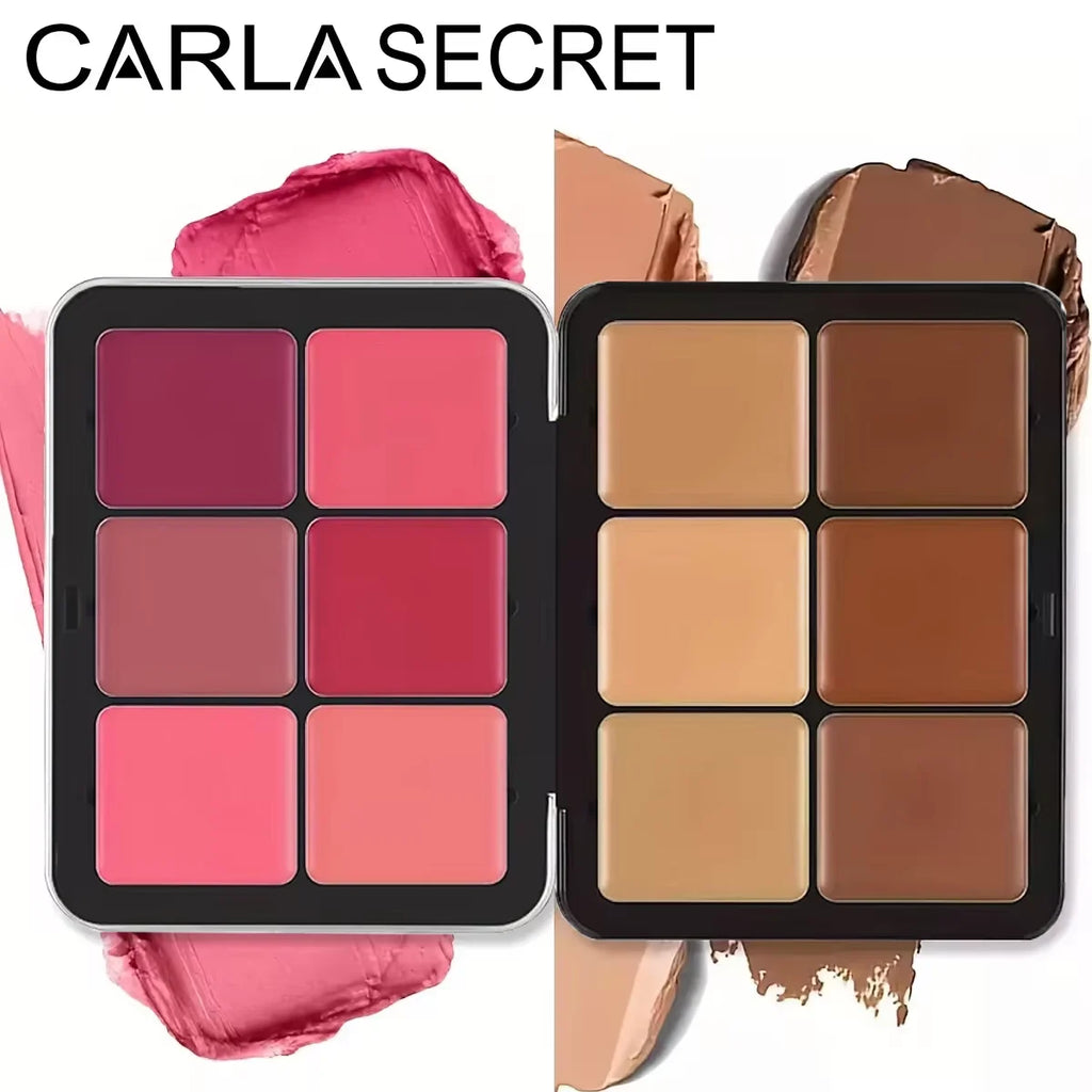 12-Color Iron Box Blusher Plate Multi-Color Cream Blush Plate Concealer Plate Contour and Highlighter Palette Makeup Blush Face