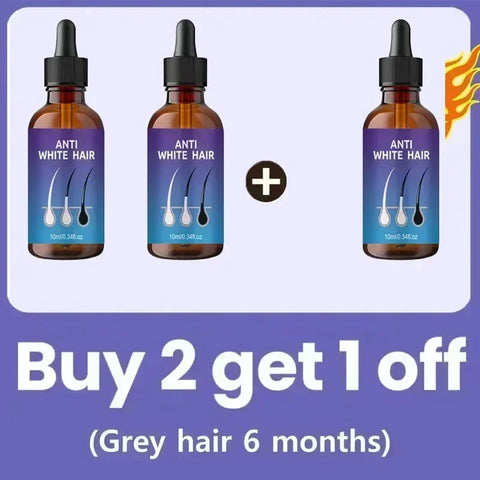 Gray to Black Hair Transformation Promote growth Anti white hair serum Reverses Graying Nourishes Scalp & Follicles