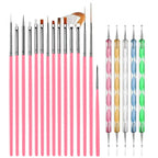 27-Piece Professional Nail Set: Brushes + Dotting Tools + Liners + Palette & Stand | Complete Salon & Home DIY Kit