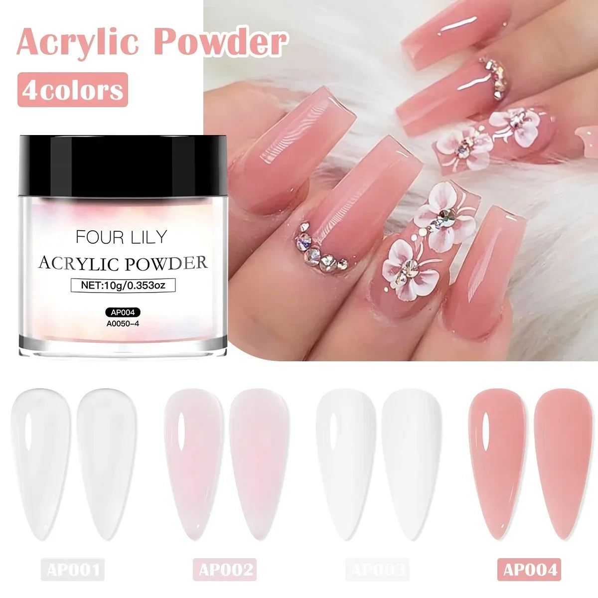 FOUR LILY Acrylic Nail Kit Nail Acrylic Powder Crystal Liquid Set With Nail Brush For Acrylic Nails Extension Carving Manicure