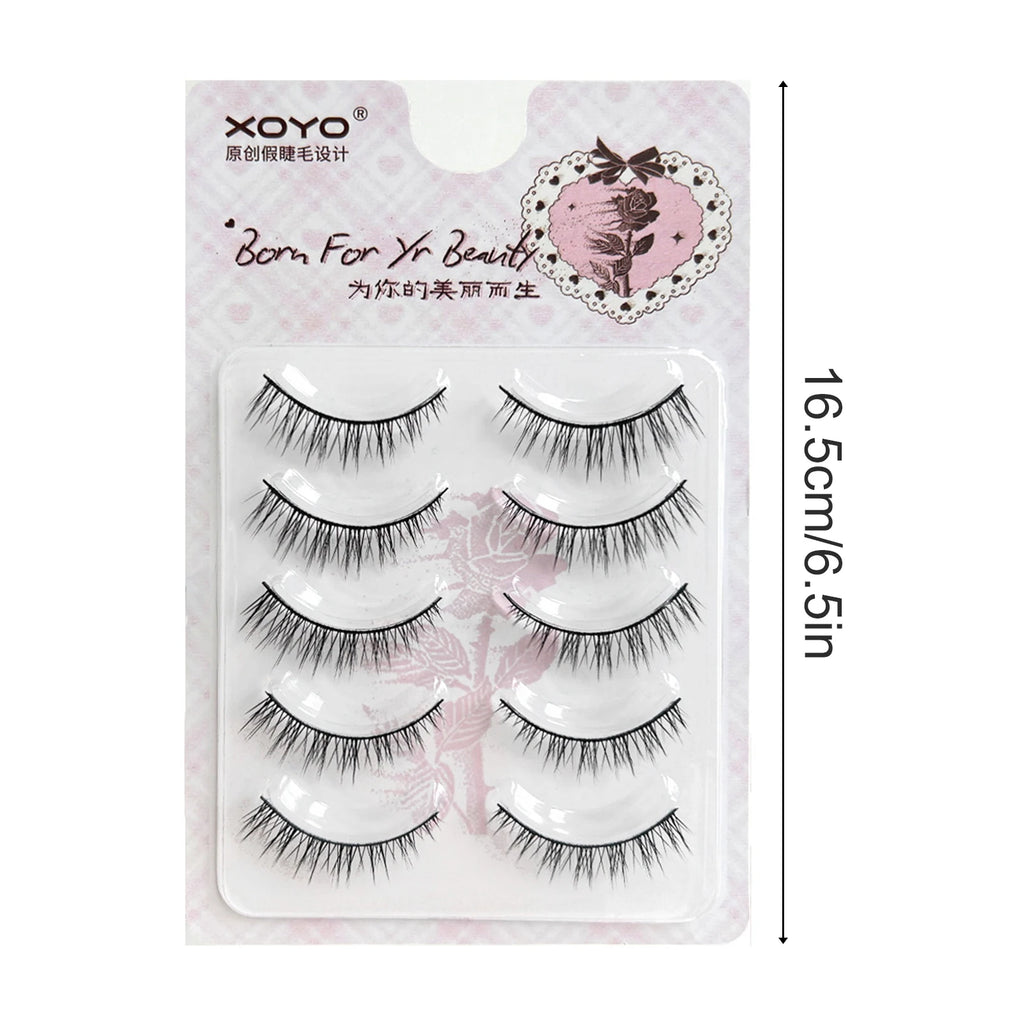 Cosplay Makeup False Eyelashes One Piece Hard Stem Baby Straight Natural Look Synthetic Fiber Strip Lashes 7-13mm C Curl Lash