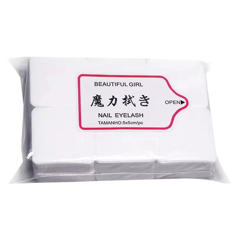 300/200/100Pcs Lint Free Cotton Pads Nail Polish Remover Pink Purple Eye Lash Glue Easy Removal Cleaning Pad for Nails Salon DIY
