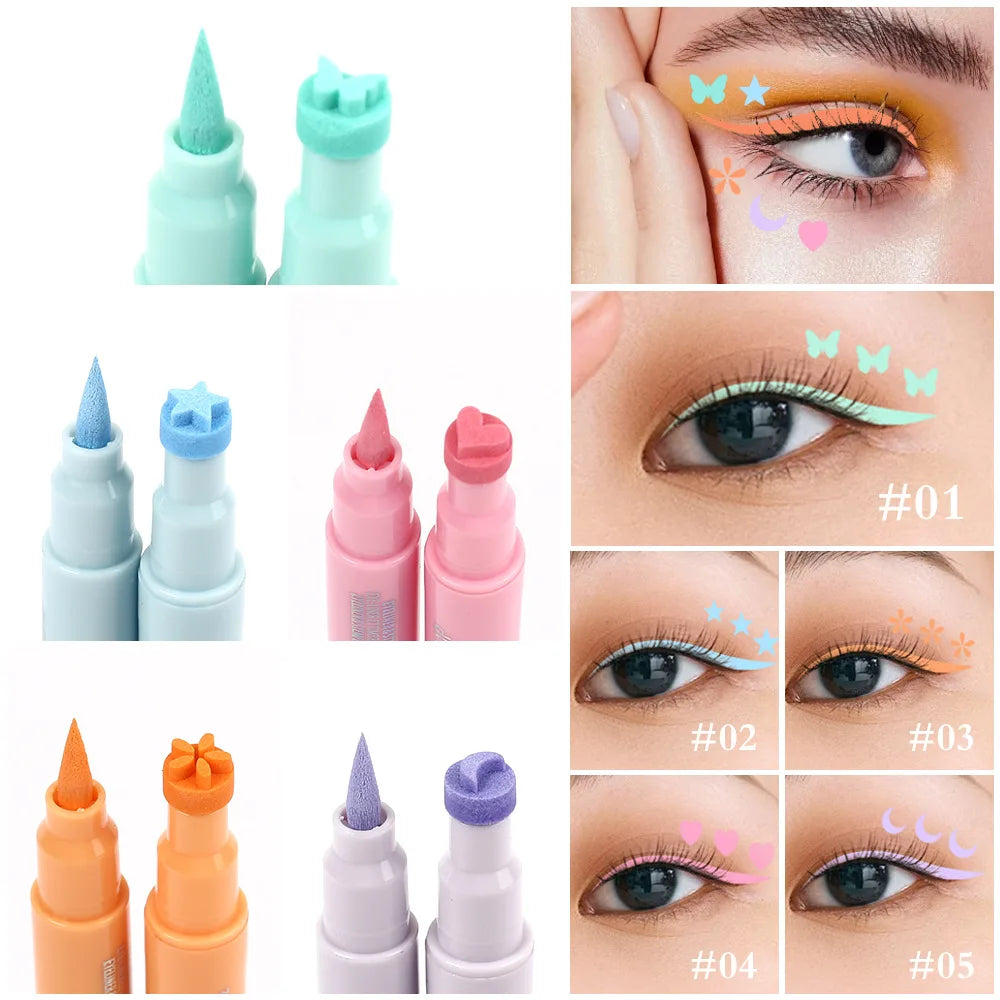 COOL STORY 5pcs Dual-ended Eyeliner Set Color Stamp Matte Long Lasting Quick Drying Waterproof Sweat Eyeliner
