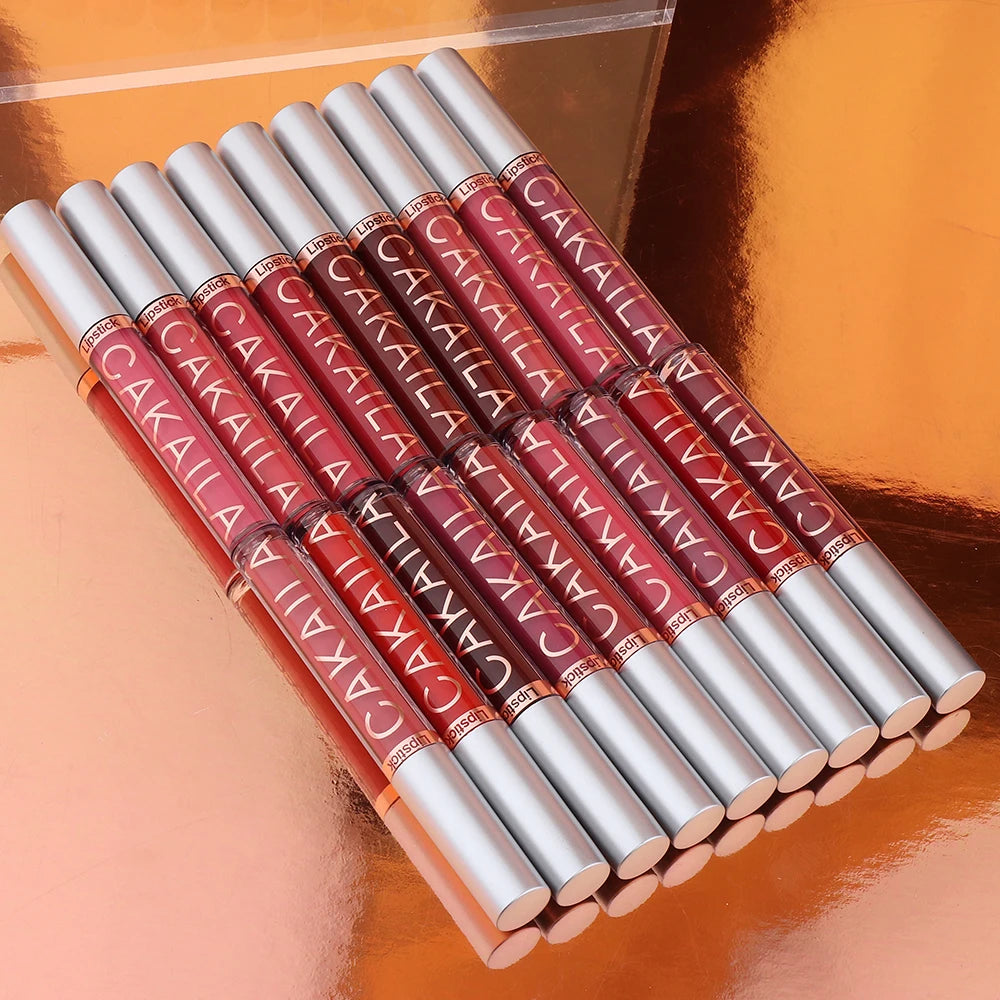 CAKAILA Waterproof Liquid Lipstick Set - Nude, Matte Red | 24-Hour Long-Lasting Lip Gloss | Suitable For All Skin Types