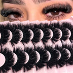 HBZGTLAD 5/8 Pairs of Natural Russian Striped Mink Lashes 3D False Lashes Volume Wavy False Lashes Eyelash Extensions Makeup