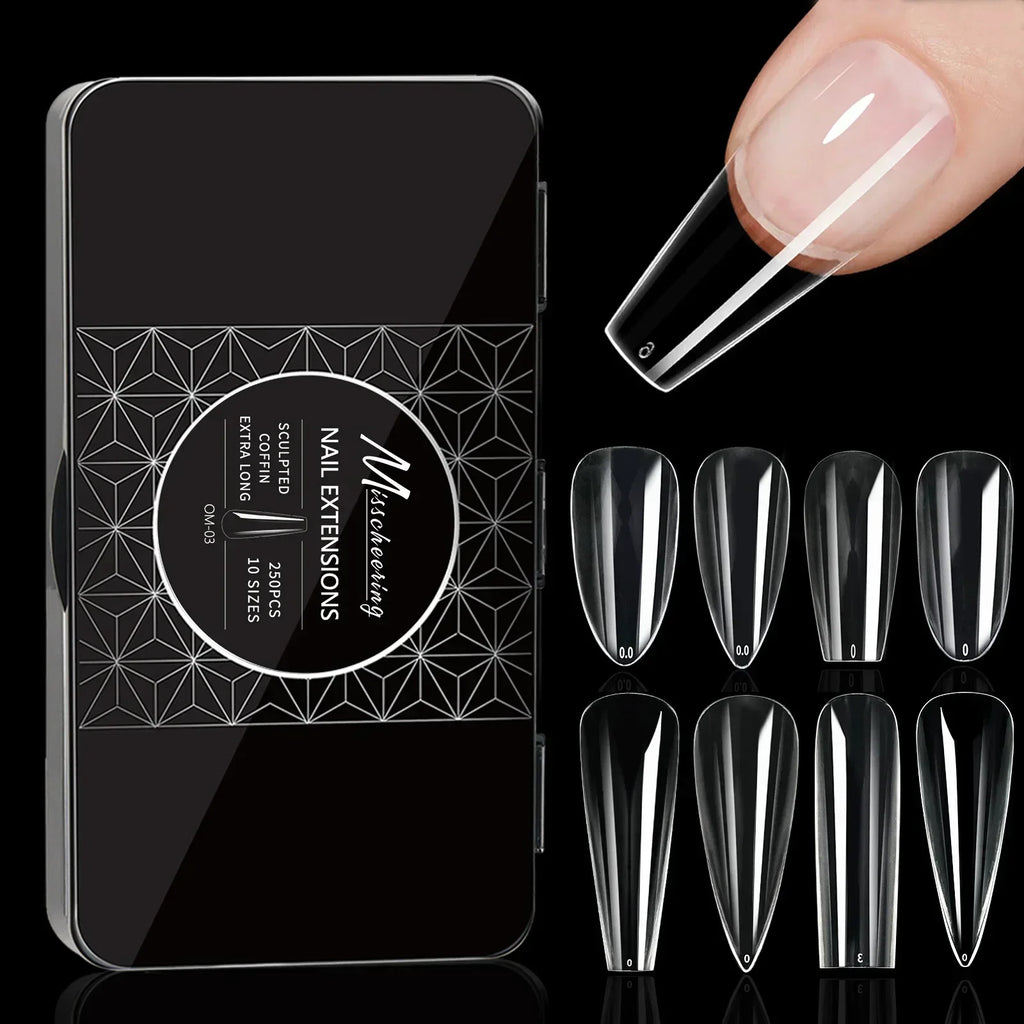 250/500/600pcs Soft Gel False Tips Natural Sculpted Ballet Coffin Almond Fake Nails Full Cover Press On Nails DIY Nail Supplies