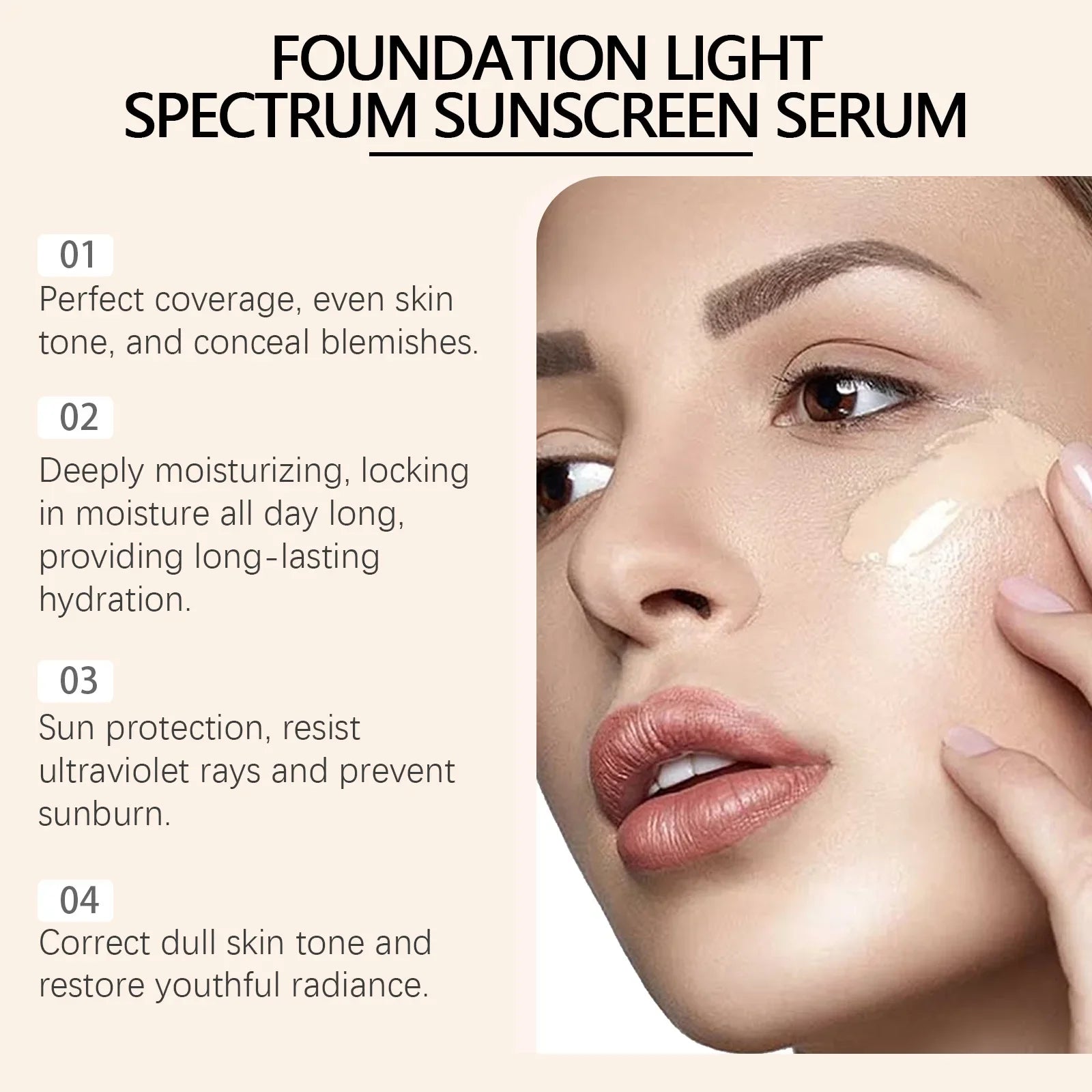 4-in-1 Foundation Liquid SPF 50+ Full Coverage Concealer Long-lasting Waterproof  Professional Concealing Face Dark Circle