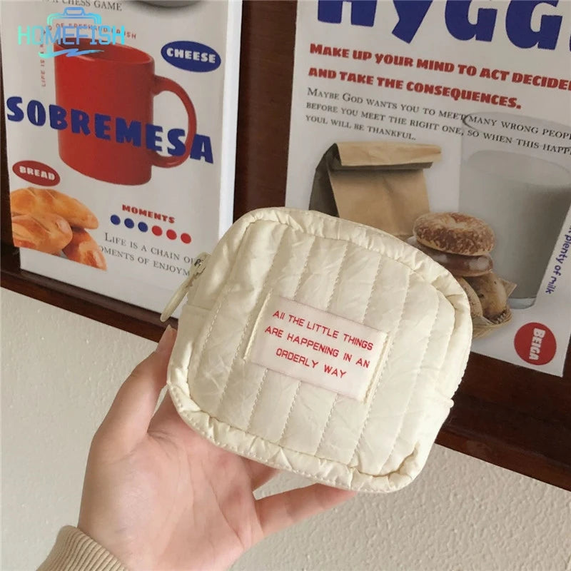 HOMEFISH Korean Square Small Makeup Bag Student Small Earphones Zero Wallet Girl Portable Lipstick Storage Bags