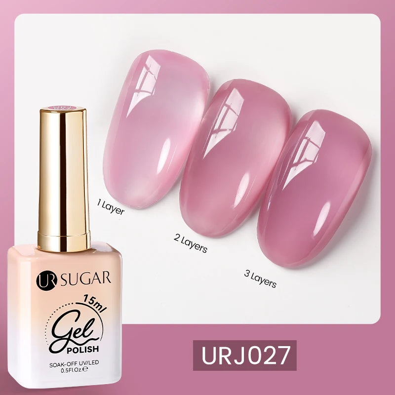 UR SUGAR 15ml Blood Red Jelly Gel Nail Polish Translucent Color Crystal Nude Gel Nail Art Varnish For Fall Winter Manicure